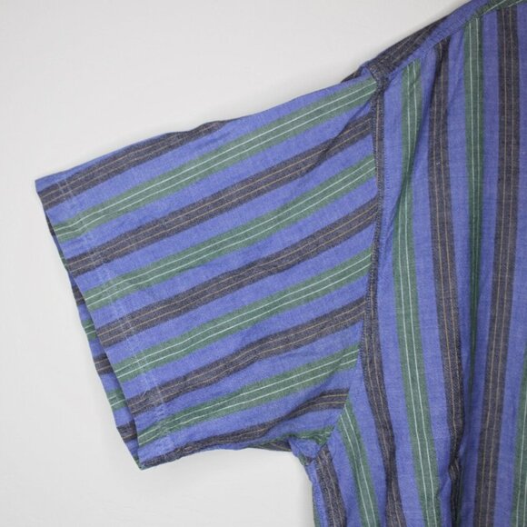 Retro Eddie Bauer Men's XL Button Down Blue/Green Short Sleeved Shirt - Picture 6 of 6